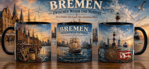 Bremen souvenir tasse - bremen, schwarz